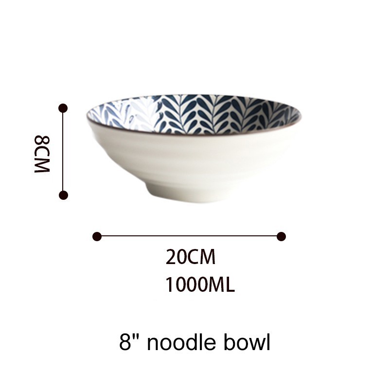 Vaisselle en céramique de style japonais, assiette de ménage, assiette ronde, bol à soupe pour salade AKUHOME: 8 inch face bowl