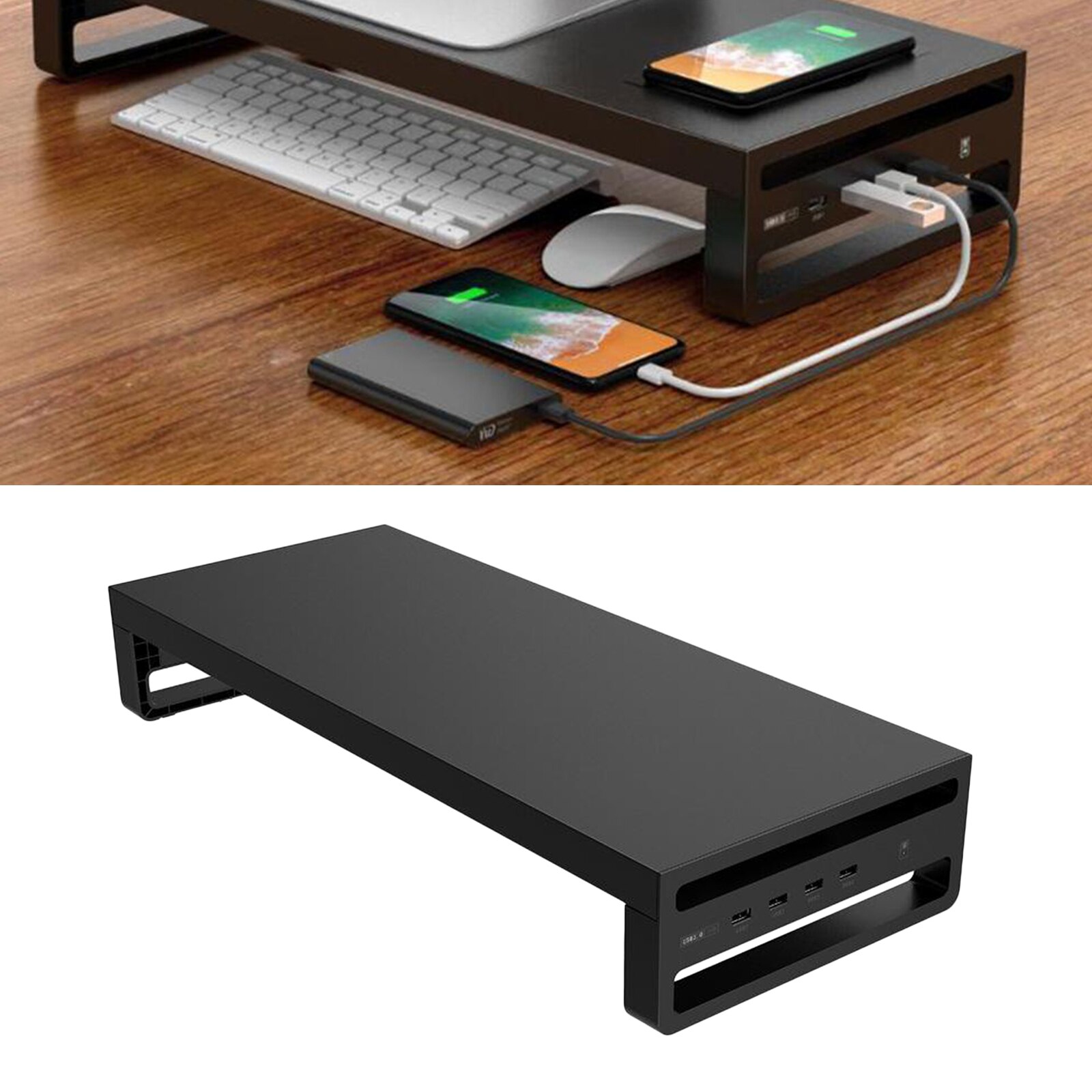 Aluminum Laptop PC Monitor Desk Stand Riser Support Office Table Organizer