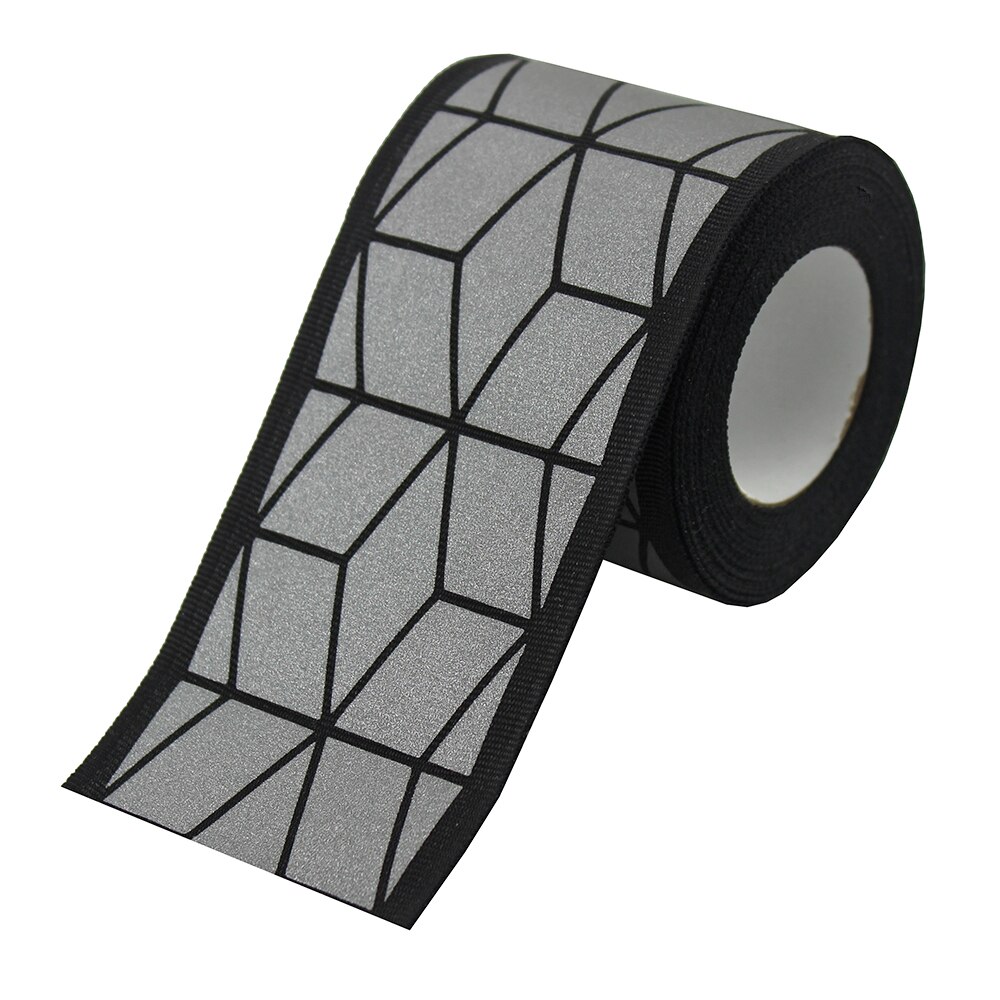Silver Reflective Stripe Fabric Webbing Ribbon Trim Warning Tape For Clothing DIY Sew on 2meter: W12-Black