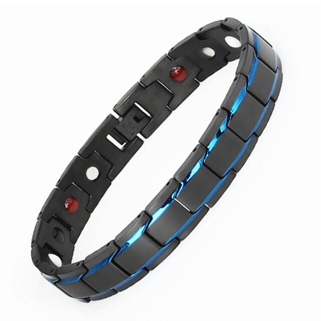 Heren zwarte armband goudkleurige gezondheidsenergie germanium roestvrijstalen armband 4 in- in-1 magnetische gezondheidsarmbanden voor heren sieraden: Stijl 6