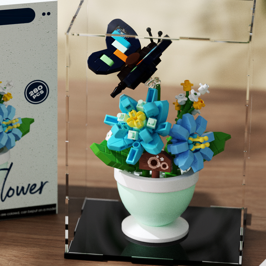 Bloempot Bouwstenen Bloemen Insect Serie Diamant Bakstenen Kinderspeelgoed Bij Vlinder Libel Tuinspeelgoed Decoraties