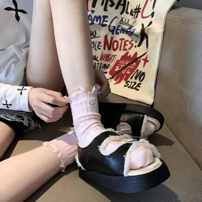 1/3pairs Women Ripped Socks Harajuku Trendy Street Broken Destroyed Socks Street Distressed Knit Footwear Beggar Socks: army green