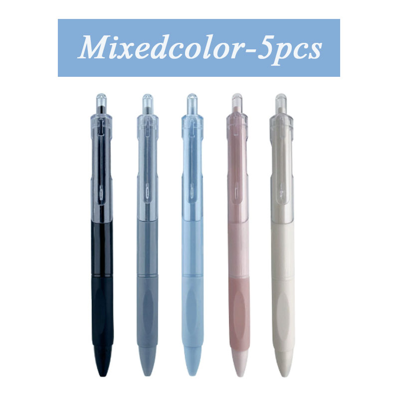 5 pcs gel pen ins smooth press quick-drying 0.5mm black pen ballpoint pens school supplies stationery: Light Grey