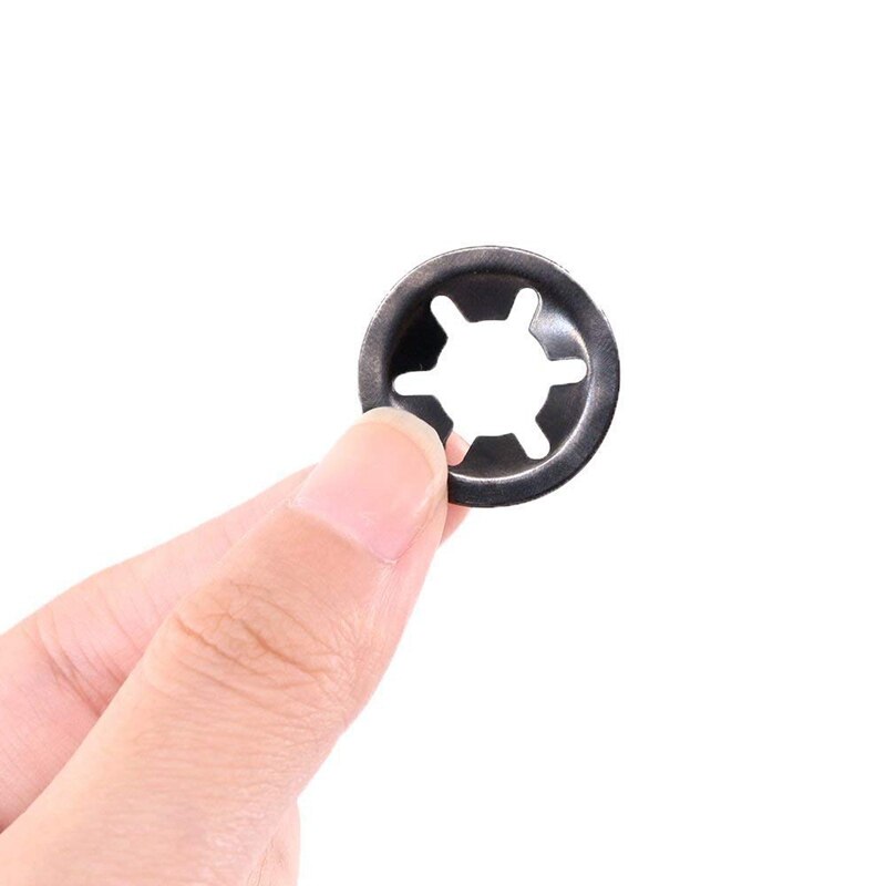 340 st interna tand starlock brickor snabbhastighets låsbrickor tryck på hastighet clips fästelement sortiment kit, svart oxid fini