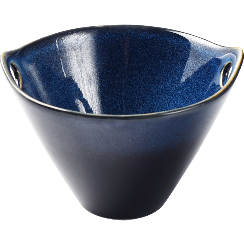 Blauw keramische kom noodle diner eten platen soepkom slakom lade