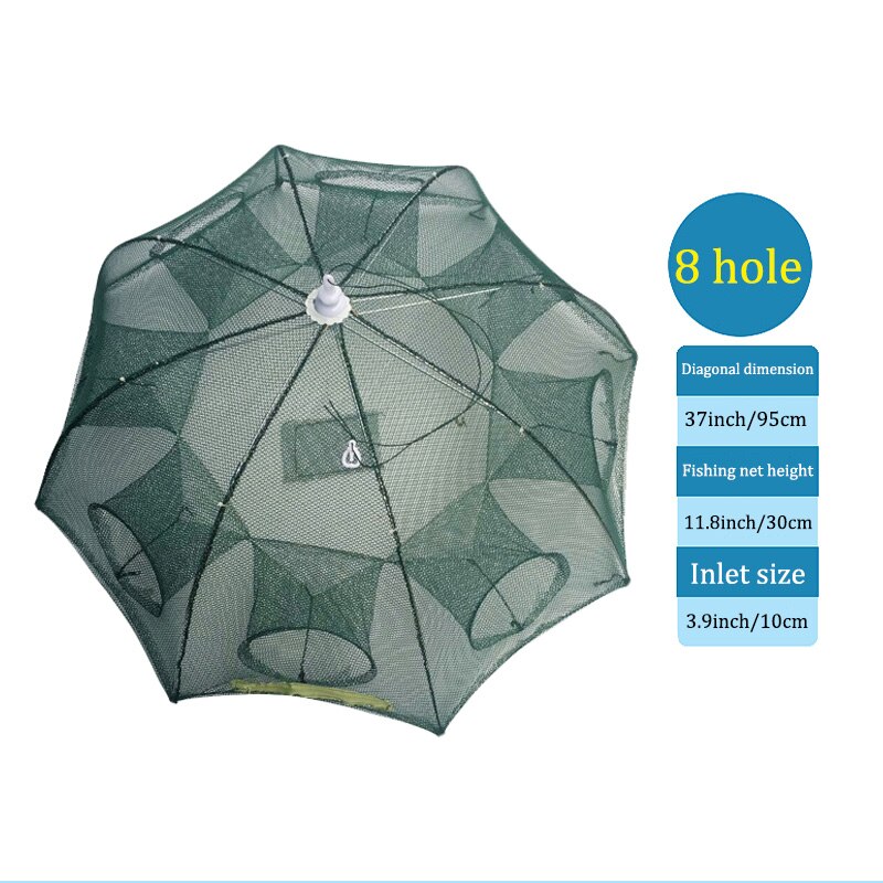 Strengthen 4-20 holes automatic folding nylon fishing net catch fish trap for fish shrimp minnows crab shaped mesh fishing net
