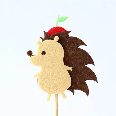 Felt Cloth Tree Animal Cake topper for baby shower happy birthday cake topper Accessories Birthday baby Boy girl Party Supplies: 1pcs-hedgehog