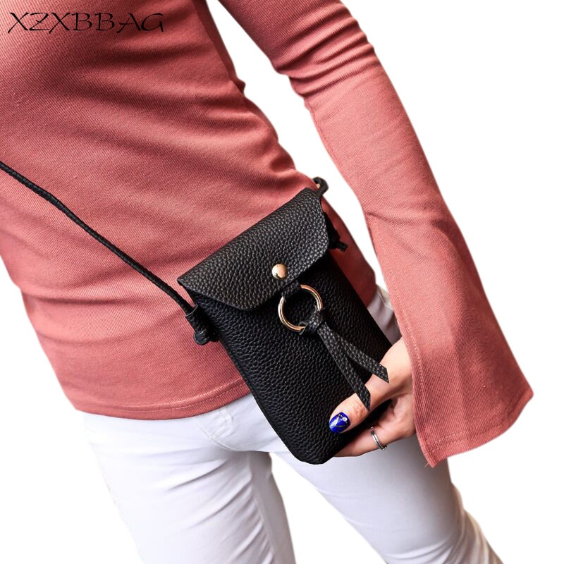 XZXBBAG Women PU Leather Messenger Bags Mini Cell Phone Pocket Cellphone Pouch Students Crossbody Case Girl Small Shoulder Bags