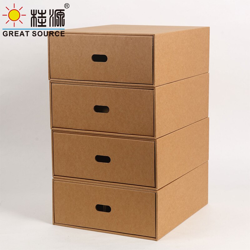 Składane pudełko robić przechowywania Corrugrated blatowy organizator pojedyncze szuflady jakości kraft pudełko tekturowe robić przechowywania dowcip cios uchwyt (3 sztuk)