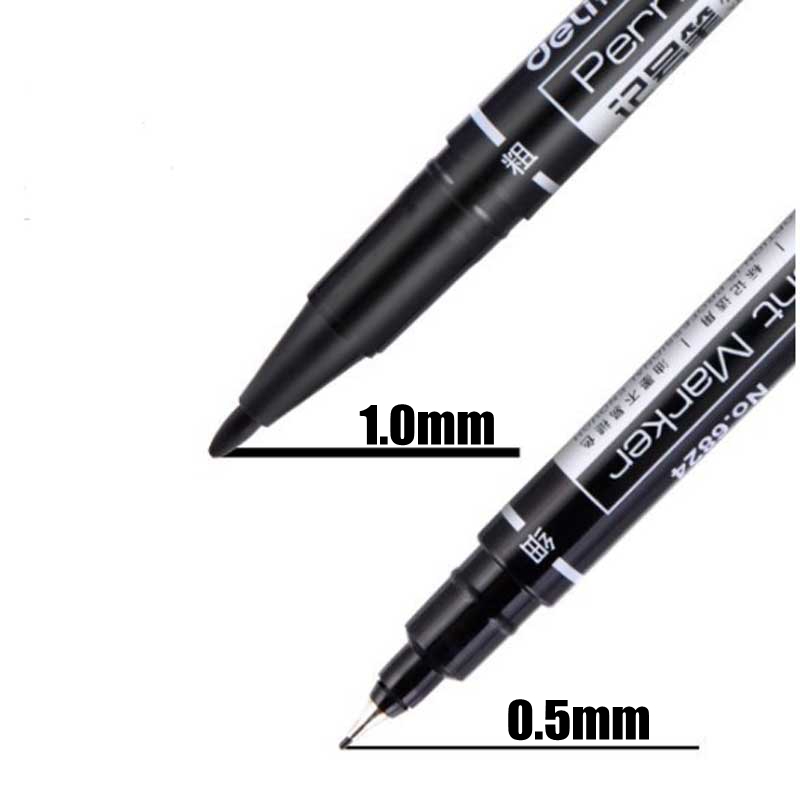 Marcadores permanentes de doble punta, punta fina, tinta negra, azul y roja, marcador de tinta de aceite de 0,5mm-1mm, bolígrafos para la escuela, suministros de oficina, papelería