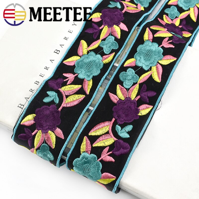 Correas étnicas de para bolsos, cintas de cinturón bordadas, adornos de encaje, accesorios de costura de encuadernación al bies, 4 metros, 57mm