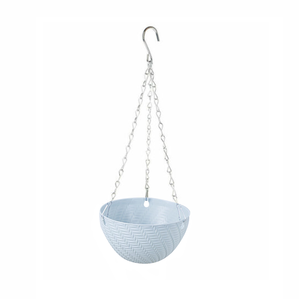 1 pcs Plant Chain Basket Hanging Garden Flower Pot Home Plastic Planter Decoration: Light Blue
