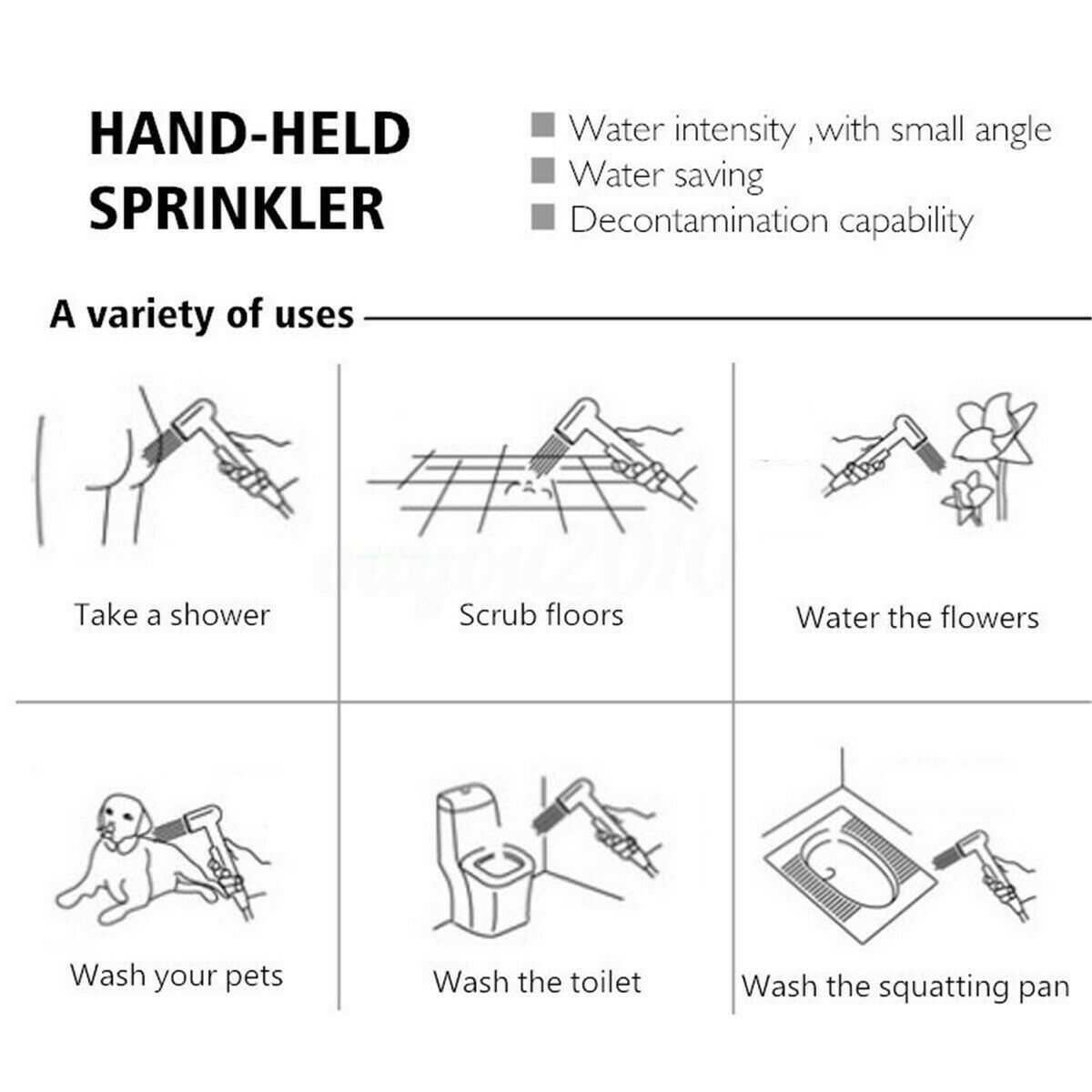 Hand-Held Badkamer Douche Sprinkler Multifunctionele Wc Sproeikop Sprinkler DC156