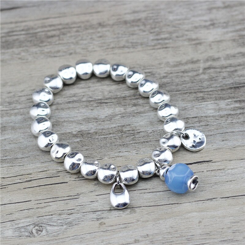 Anslow sieraden verstelbare kralen water hart bijoux bedels armband voor vrouwen meisjes hars snoep laag 0814lb: Blauw