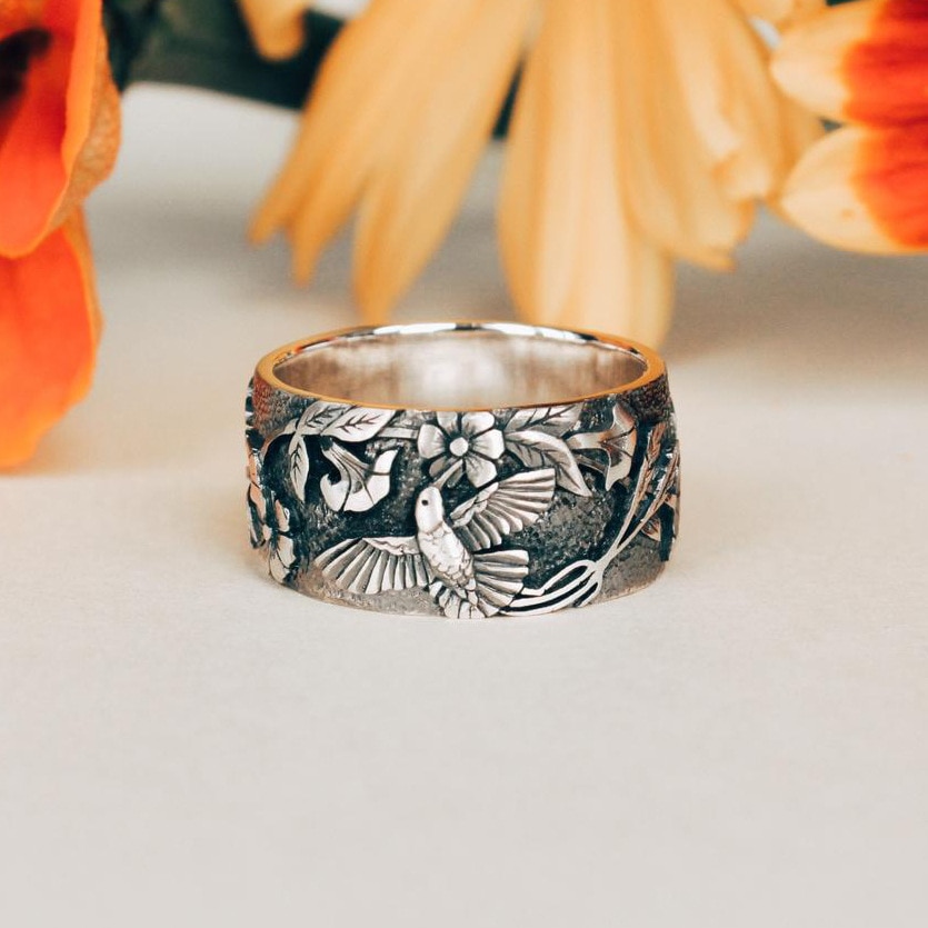 Mode-sieraden 925 Sterling Zilver Chrysant Vogel Ringen Voor Mannen Vrouwen Retro Thaise Zilveren Ringen Paar Valentijnsdag