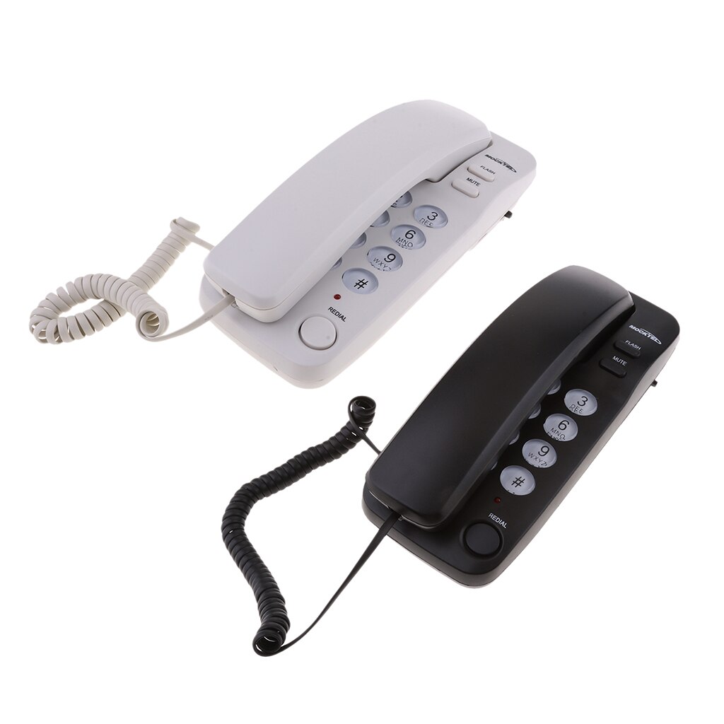 2 Pieces Corded Phone Wall Line Telephone Home Office Business White + Black
