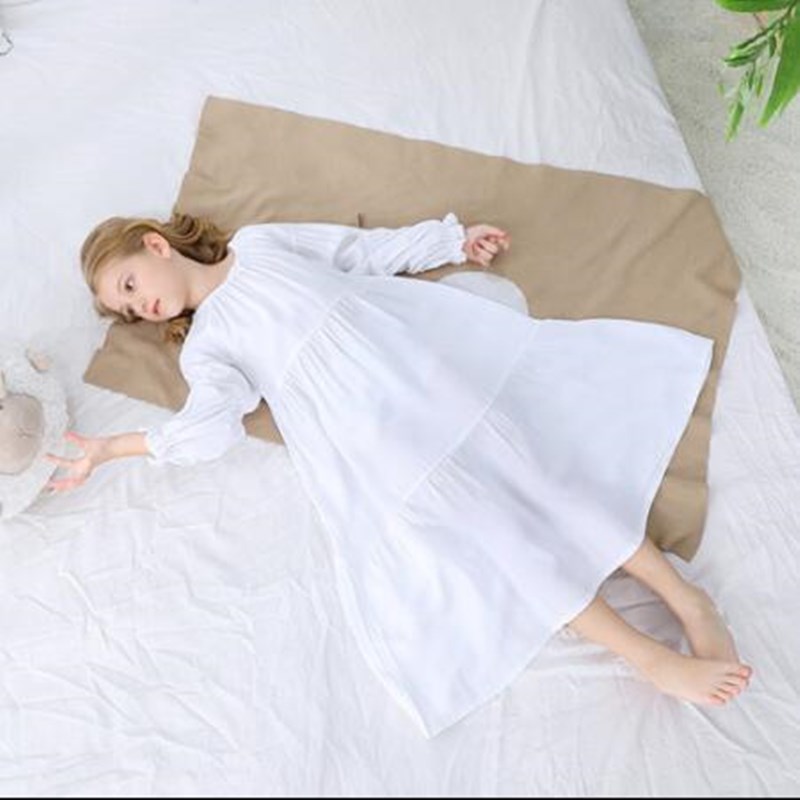 Piger hvid plissering langærmet natkjole forår babypige nattøj børnekjoler