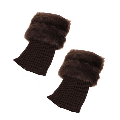 Socks Winter Women Leg Warmers Warm Faux Fur Crochet Knit Leg Warmers Boot Socks Toppers Cuffs For Female Women GIrl: Coffee