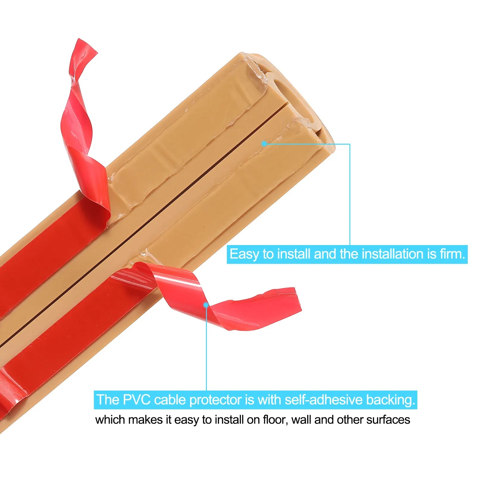 Cubierta de cable de piso de 3m, fundas de cables de piso, protectores de cables de conducto eléctrico flexibles de PVC, ocultadores de cables autoadhesivos para pisos 1