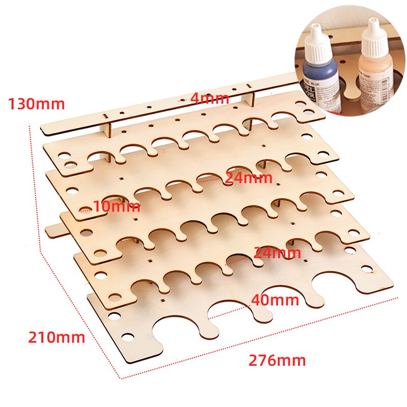 Scatola di immagazzinaggio dell&#39;organizzatore della pittura dei pigmenti di legno dell&#39;assemblea di Diy per il Modeler del supporto del supporto delle bottiglie di vernice: stand 104