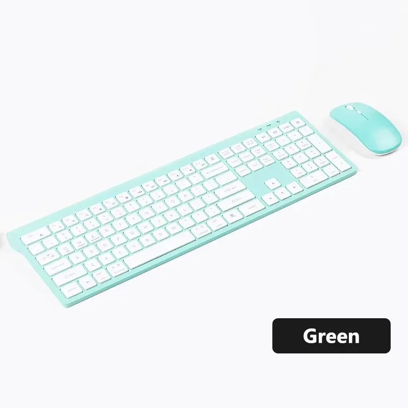 Bluetooth 5.0 & 2.4G Wireless Keyboard and Mouse Combo Multimedia Keyboard Mouse Set for iPad Macbook Android Laptop PC TV: Blue