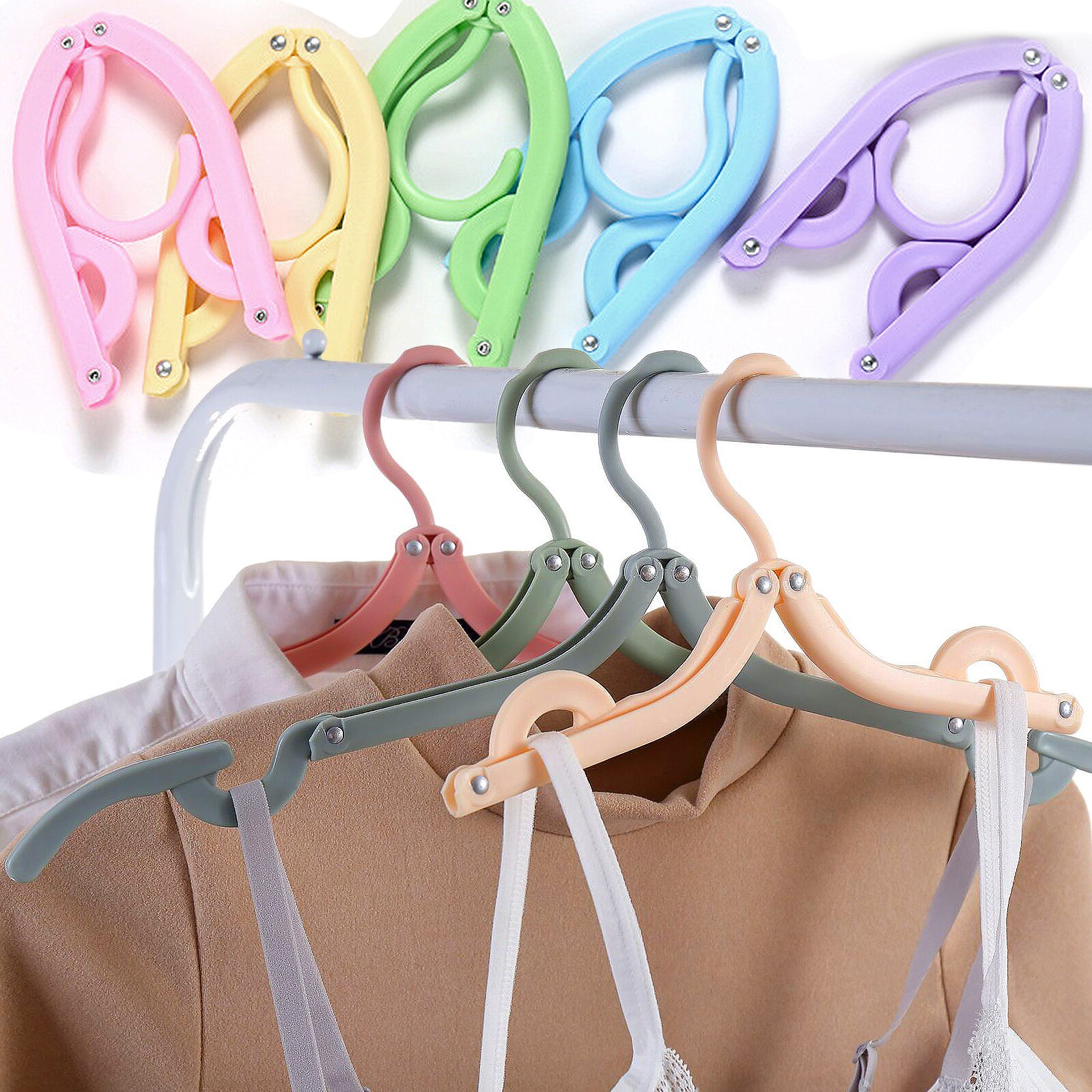 Multifunctional Portable Travel Folding Clothes Hanger Out Door Drying Rack Kids Home Storage Clothing Organizer