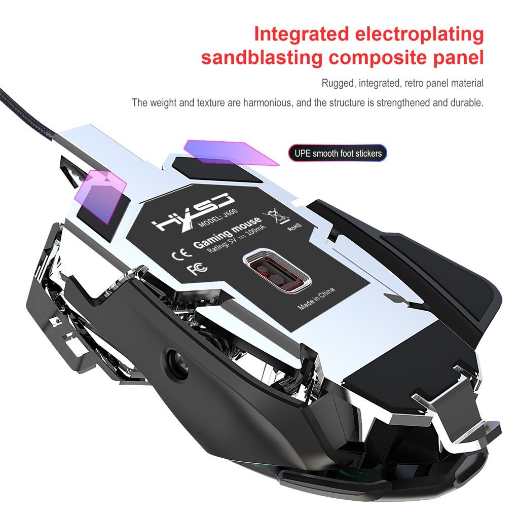 Gaming Mouse Wired USB DPI Adjustable Macro Programmable Mouse Gamer Optical RGB Mause Game Mice For PC Computer