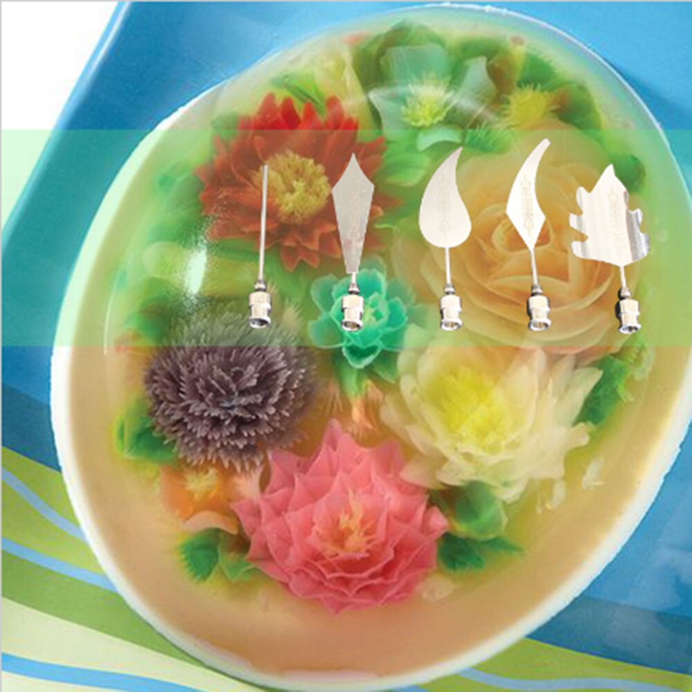 5 PCS Bloem 3D Jello Jelly Art Naalden Tools Jelly Cake Gelatine Pudding Nozzle