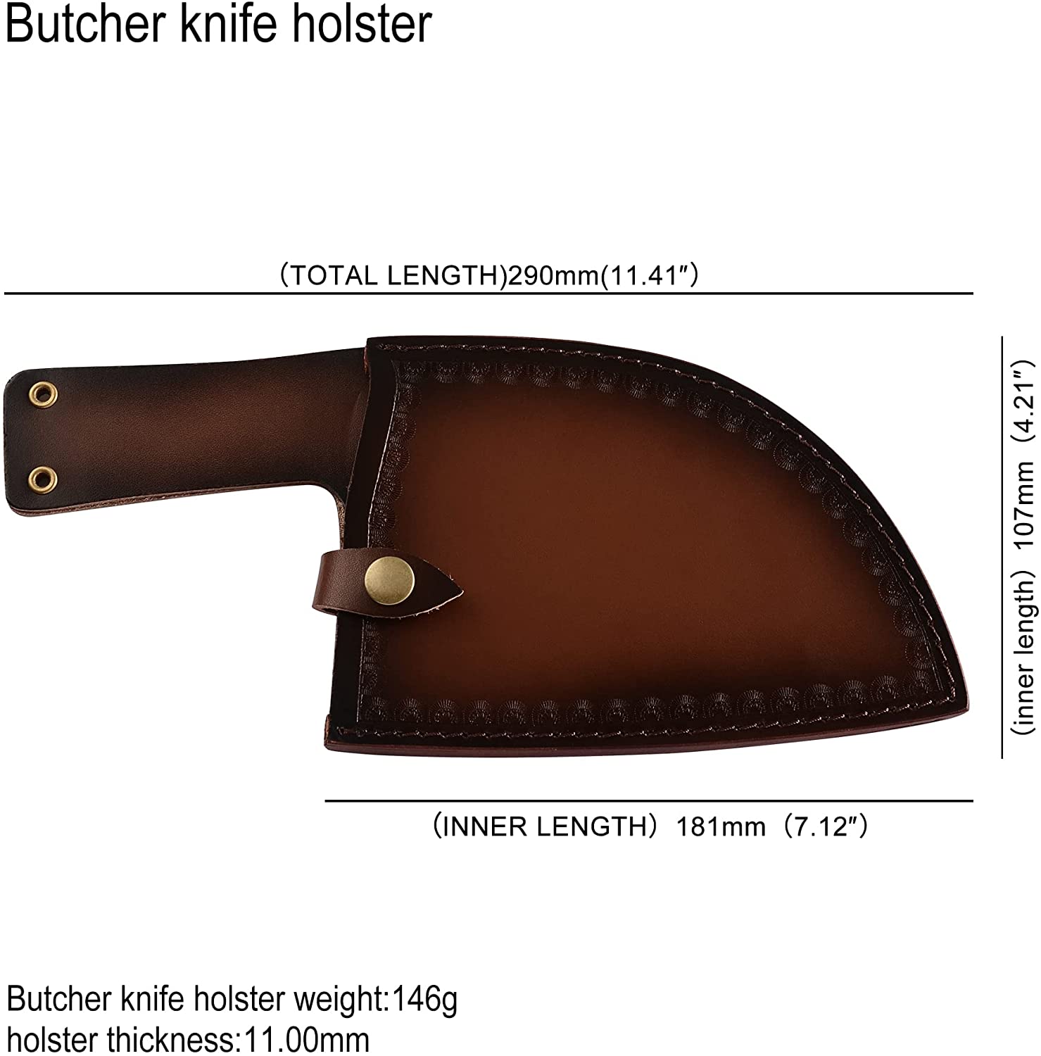 Chinese Chef Knife Sheath Leather Universal Kitchen Knives Blade Guards For Stainless Steel Cleaver Butcher Knife With Loop Belt