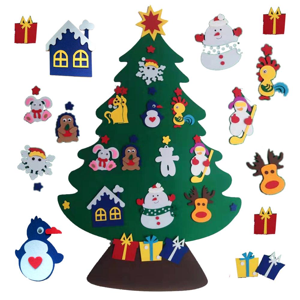 DIY Voelde Kerstboom Deur Muur Opknoping Kids Feestartikelen Kerstboom Set Ornament 98cm * 70cm