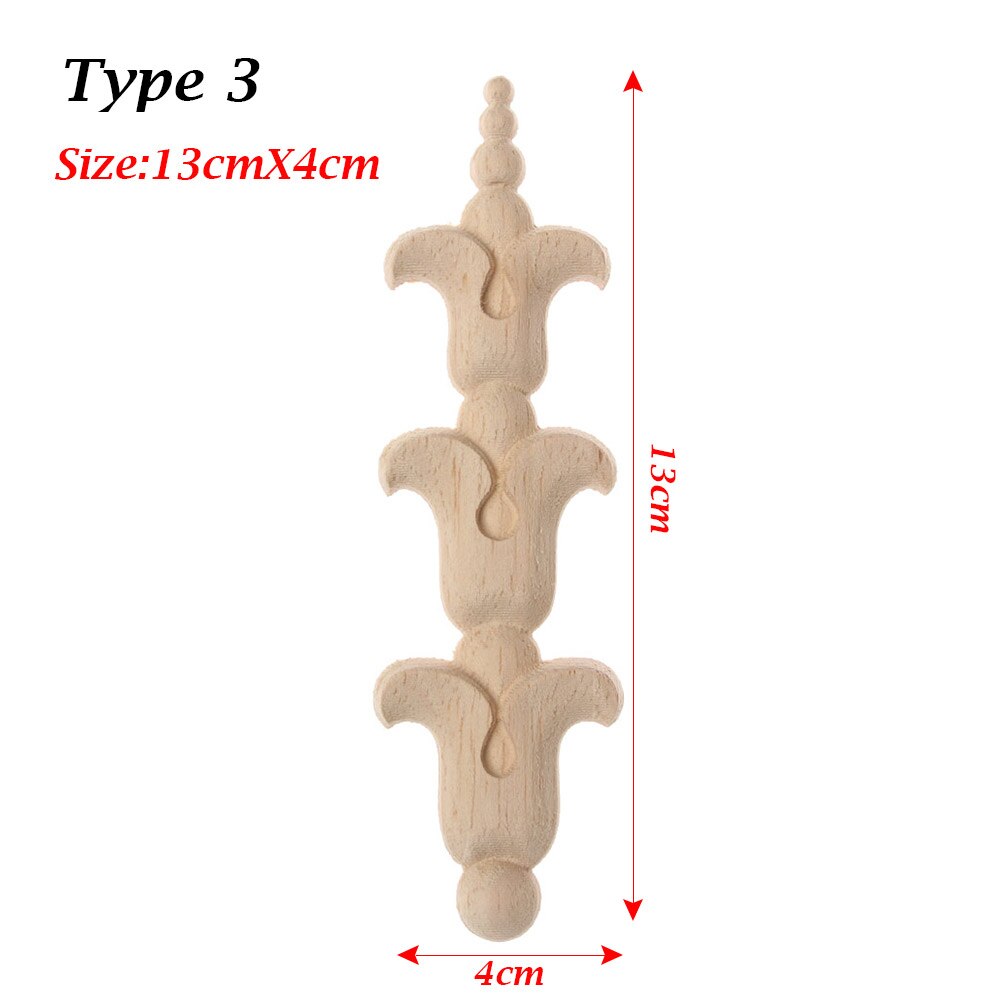 1 PC Ecke Appliques Holzschnitzerei Rose Blume Unlackiert Blumen- Geschnitzte Holz Handwerk Möbel Ornament DIY Hause Dekoration: 3