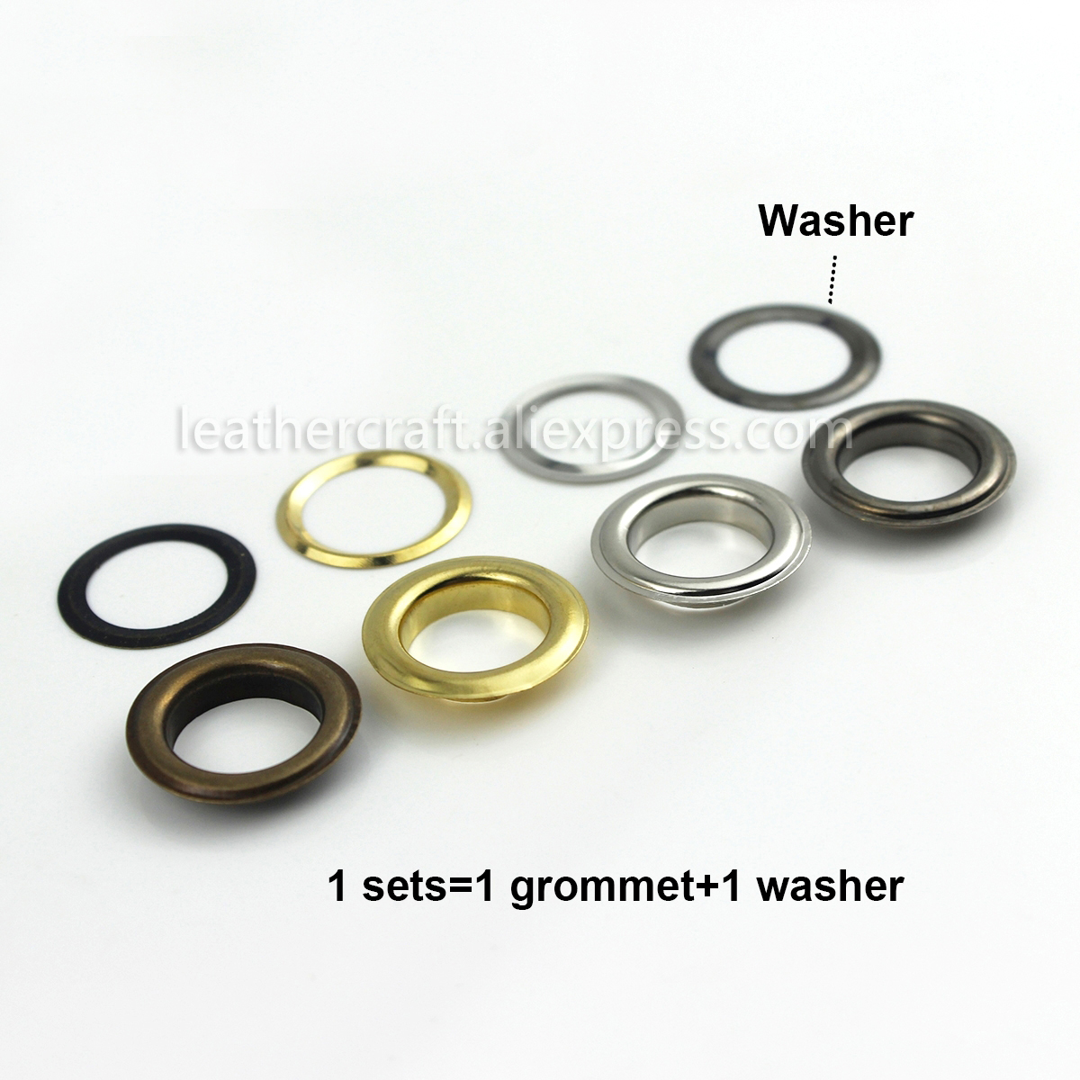 100 uppsättningar 17mm mässingsögla med bricka 1400#  läder hantverk reparation genomföring runda ögonringar för skor väska kläder läder bälte hatt