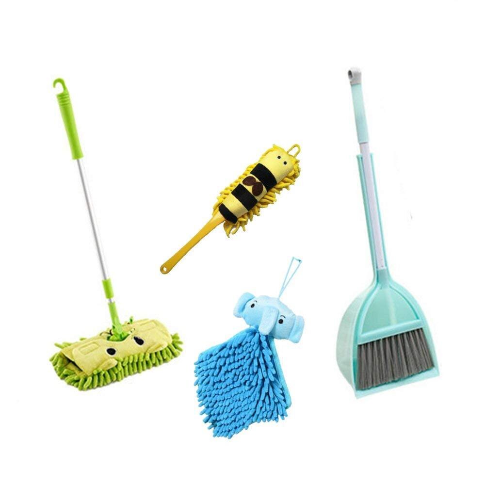 Kid 'S Housekeeping Cleaning Tools Set-5pcs, Inclusief Mop, Bezem, Stof-Pan, Borstel, Handdoek, mama Little Helper!