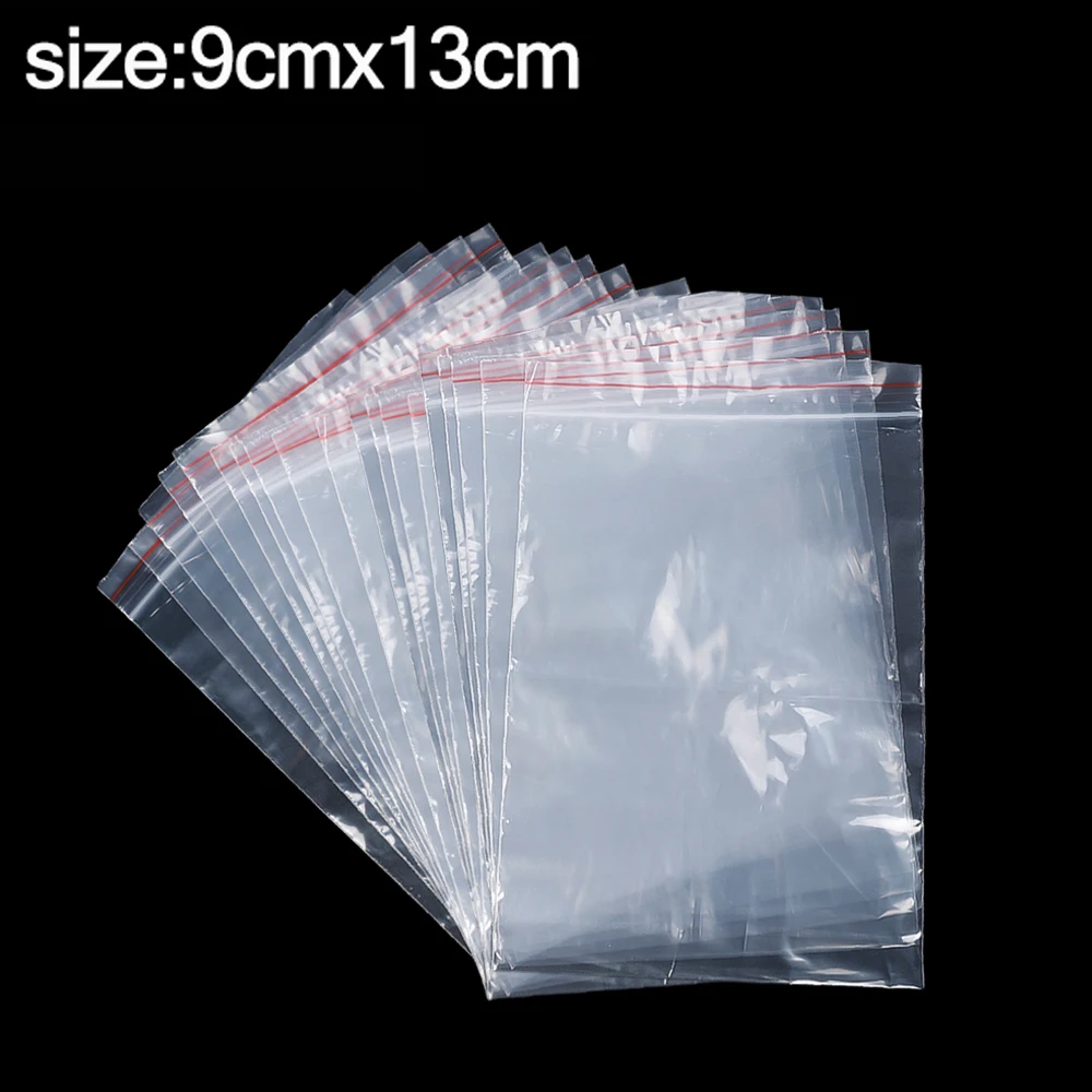 200/100Pcs Multi-Size Object Storage Bag Food Sealing Bag Resealable Transparent Plastic Bag Reclosable Vacuum Fresh Organizer: XL / DEEP BLUE