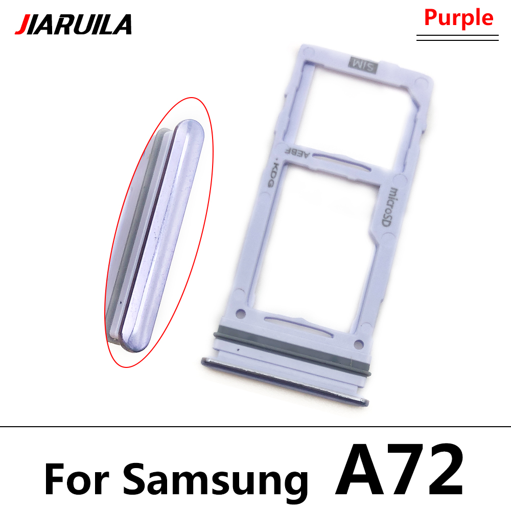 Emplacement pour carte SIM, pour Samsung Galaxy A32 4G A52 A72, remplacement de remplacement, support de carte SD, adaptateur + broche: A72 Purple