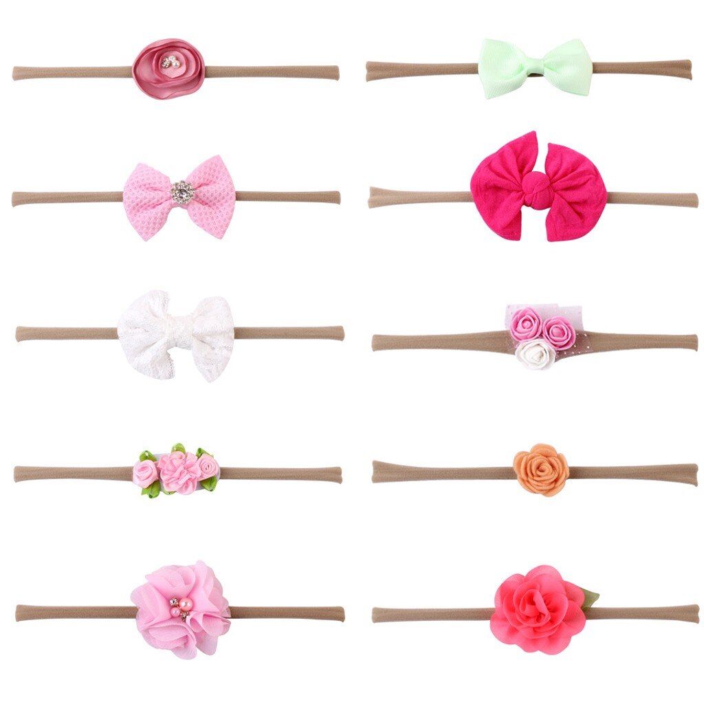 10 pçs/set crianças infantil bandana do bebê menina arco-nó grampo de cabelo conjunto lindo acessórios de cabelo headbands chouchou cheveux fille