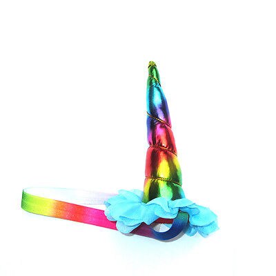 Magical Floral Rainbow Unicorn Horn Head Hats Party Hair Headband Fancy Dress Cosplay Decorative Fairy Party Hats