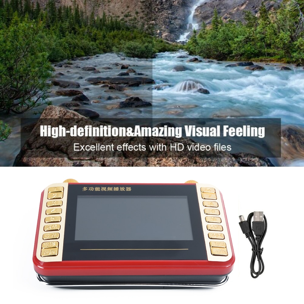 4.3Inch HD Screen Digital FM Radio with Stand Holder Pocket Radio Multifunctional Support TF Card U Disk Video Player Radio