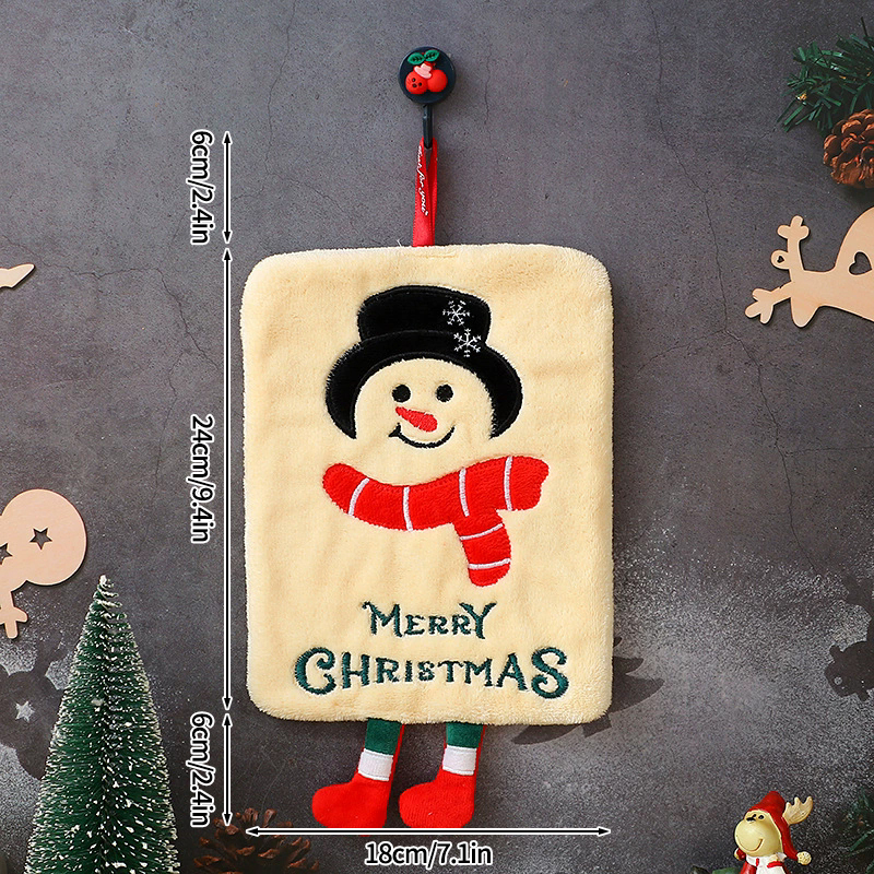 Christmas Hand Towels Cute Kitchen Towel Decortive Handkerchief Towels Bathroom Hanging Towel for Hands Christmas Decoration: WHITE