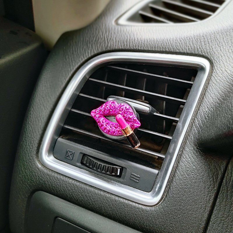 Red Diamond Lipstick Car Air Conditioner Outlet Aromatherapy Clip Red Lips Car Accessories Interior Woman Perfume Air Freshener: Purple