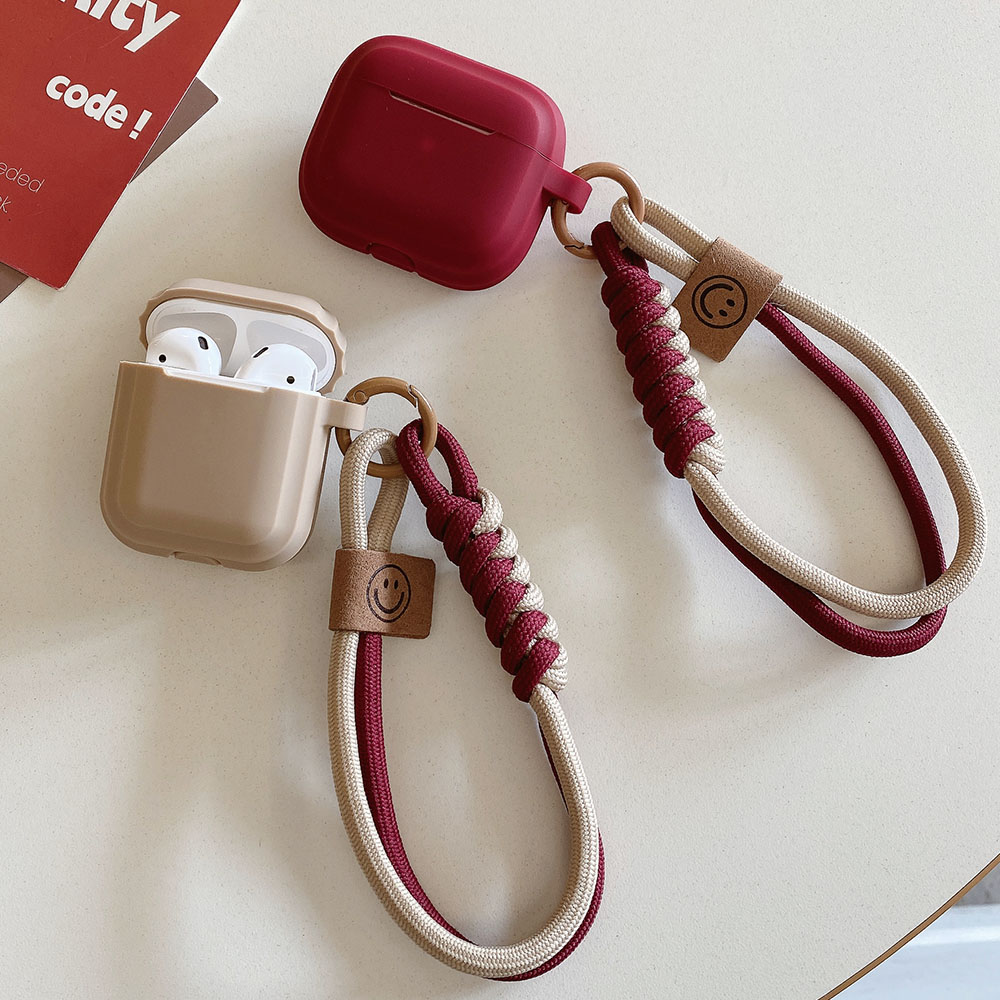 Funda de silicona suave Simple con correa de mano sonriente para auriculares Apple Airpods 4 1 2 Pro 3 Funda protectora inalámbrica Bluetooth