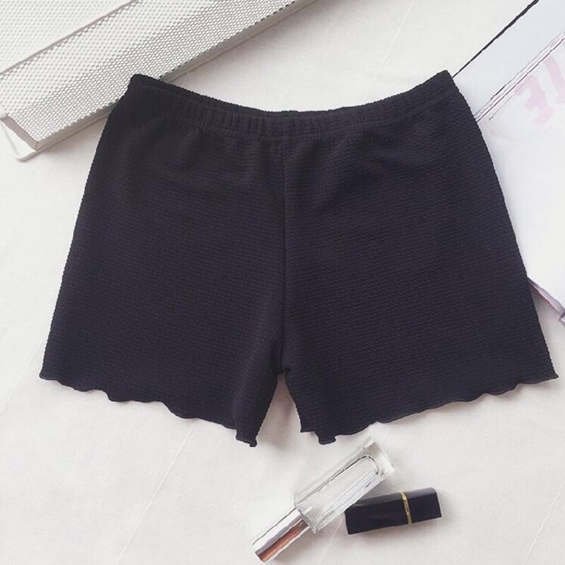 pantalones cortos de seguridad sin costuras de Color sólido suave para mujer de verano bajo la falda cortocircuitos respirables: Black