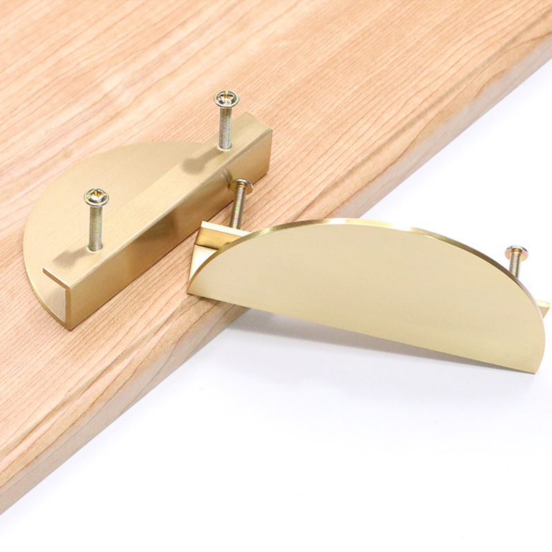 Cabinet Door Semi-circle Handle Open Cabinet Chinese Simple Copper Black Round Porch Bathroom Cabinet Furniture Door Handle