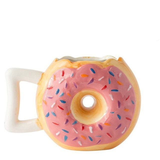 Donut Taza de cerámica creativa pan taza Donut galleta taza para café o leche té taza arte hecho a mano vidrio Oficina: 1