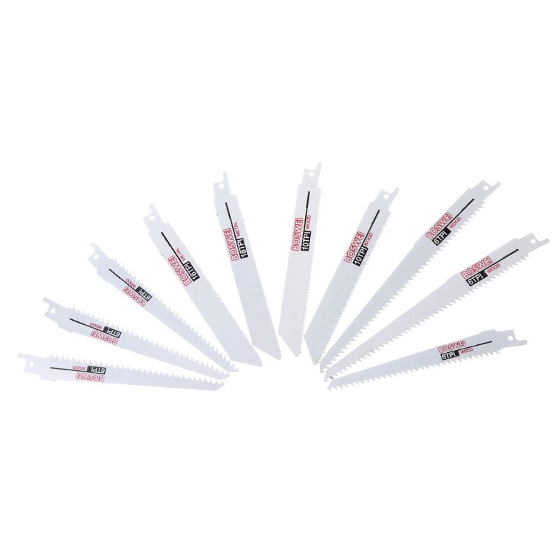 10 Pcs/Set 6-8\" Reciprocating Saw Blades Kit Woodworking Cutting Power Hand Tool