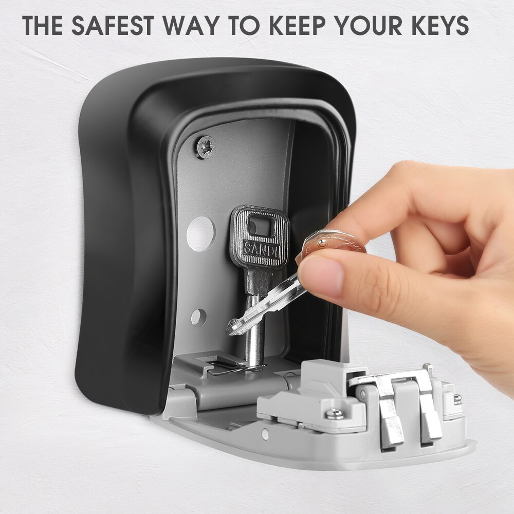 Wall Mount Key Storage Secret Box Organizer Portable 4 Digit Combination Password Security Code Lock No Key Home Key Safe Box