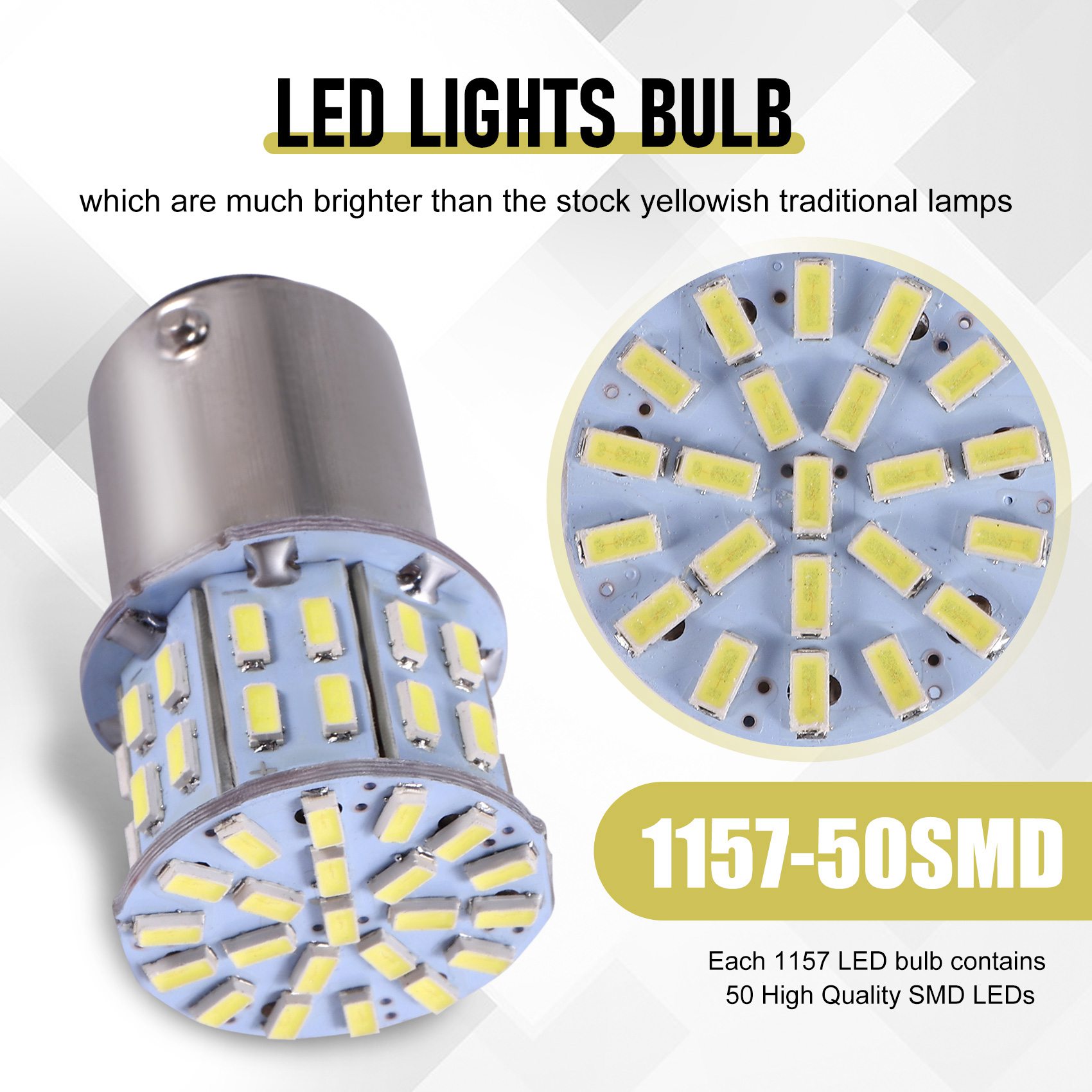 2 stuks 6000K wit 1157 50SMD staartrem LED-lamp BAY15D 12V