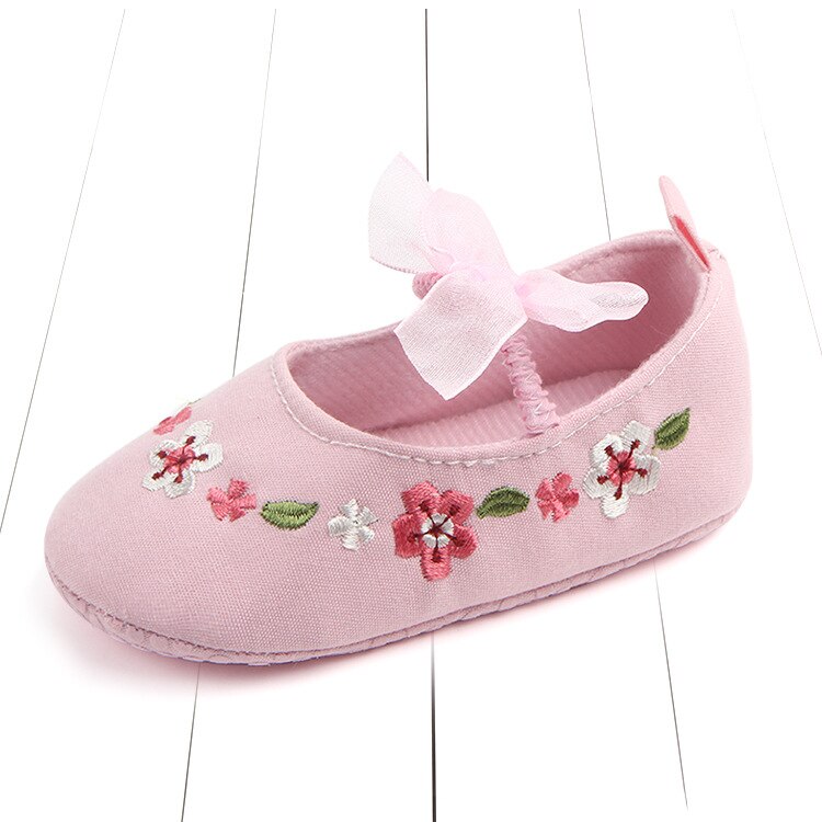 Nyfødte første vandrere toddler sko skridsikre baby piger børn blomster sko prinsesse sko bløde såle børn toddler baby støvler: Lyserød / 712 måneder (12cm)