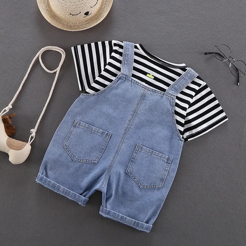 Mono de bebé novedad de verano niño niños suelto Casual mono Denim 2-7 Y los niños bolsillo Suspender pantalones cortos niños Mono corto