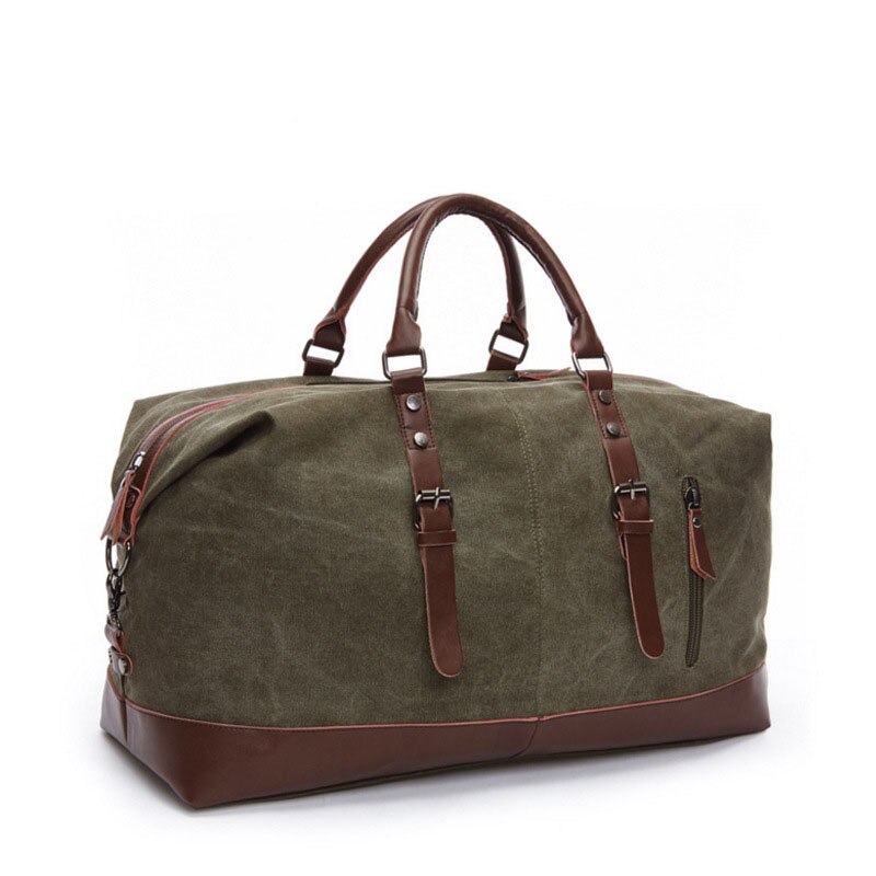 Grote Capaciteit Canvas Bagage Schoudertas Casual Retro Handtas Tweeërlei Gebruik Messenger Outdoor Reistas: Army Green